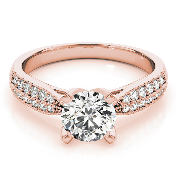 Regal Pave Round Diamond Engagement Ring in 10K/14K gold and platinum with certified lab-grown or natural diamonds