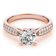 Regal Pave Round Diamond Engagement Ring in 10K/14K gold and platinum with certified lab-grown or natural diamonds
