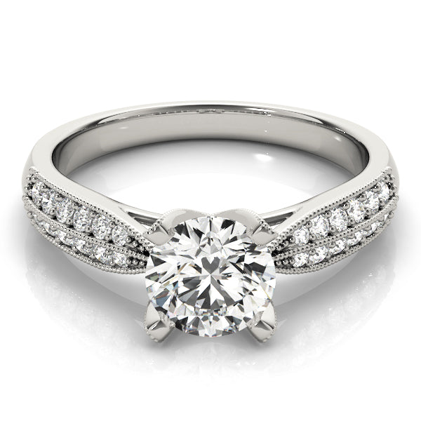 Regal Pave Round Diamond Engagement Ring in 10K/14K gold and platinum with certified lab-grown or natural diamonds