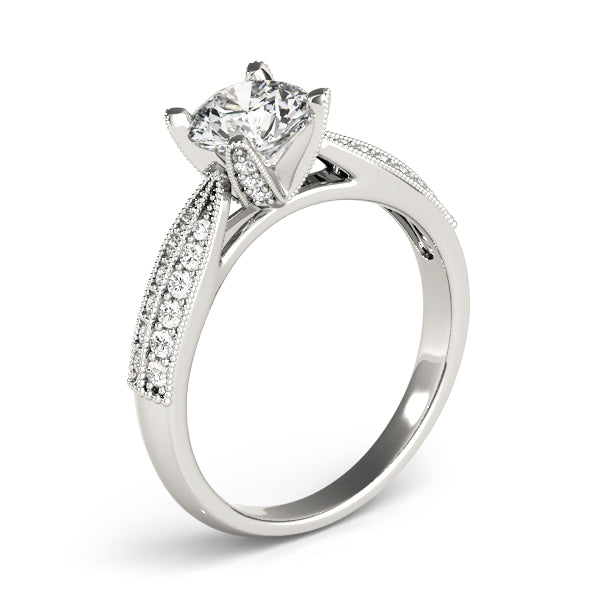 Regal Pave Round Diamond Engagement Ring in 10K/14K gold and platinum with certified lab-grown or natural diamonds