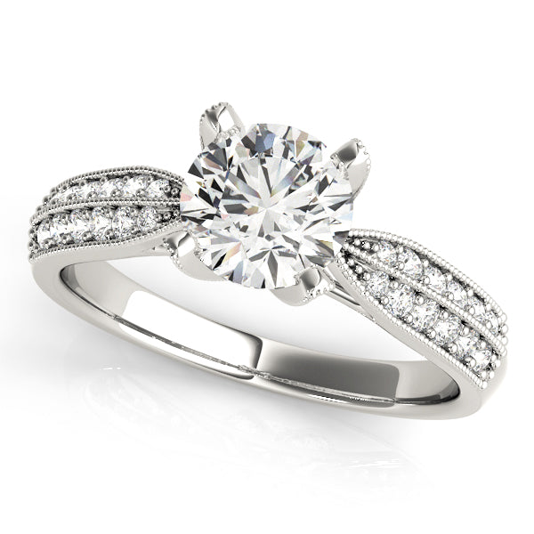 Regal Pave Round Diamond Engagement Ring in 10K/14K gold and platinum with certified lab-grown or natural diamonds