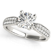 Regal Pave Round Diamond Engagement Ring in 10K/14K gold and platinum with certified lab-grown or natural diamonds