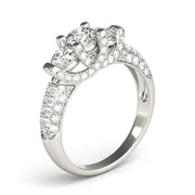 Diamond Halo Three Stone Engagement Ring in 10K/14K gold and platinum with certified lab-grown or natural diamonds