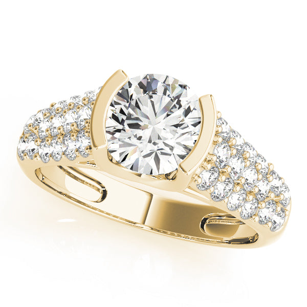 Brilliant Pave Round Diamond Engagement Ring in 10K/14K gold and platinum with certified lab-grown or natural diamonds