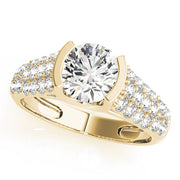 Brilliant Pave Round Diamond Engagement Ring in 10K/14K gold and platinum with certified lab-grown or natural diamonds