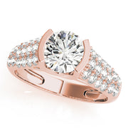 Brilliant Pave Round Diamond Engagement Ring in 10K/14K gold and platinum with certified lab-grown or natural diamonds