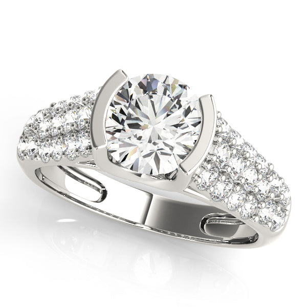 Brilliant Pave Round Diamond Engagement Ring in 10K/14K gold and platinum with certified lab-grown or natural diamonds