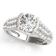 Brilliant Pave Round Diamond Engagement Ring in 10K/14K gold and platinum with certified lab-grown or natural diamonds