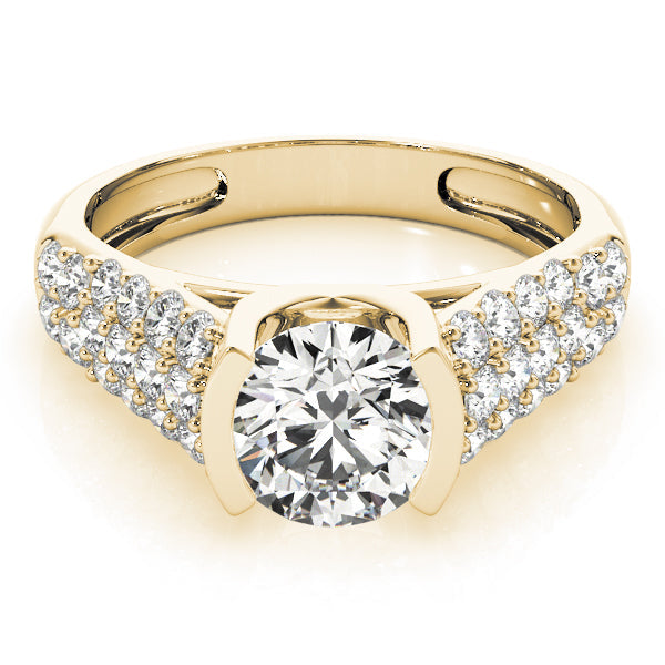 Brilliant Pave Round Diamond Engagement Ring in 10K/14K gold and platinum with certified lab-grown or natural diamonds
