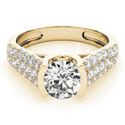 Brilliant Pave Round Diamond Engagement Ring in 10K/14K gold and platinum with certified lab-grown or natural diamonds