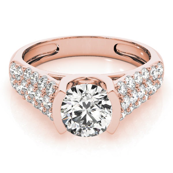 Brilliant Pave Round Diamond Engagement Ring in 10K/14K gold and platinum with certified lab-grown or natural diamonds