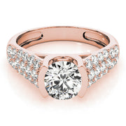 Brilliant Pave Round Diamond Engagement Ring in 10K/14K gold and platinum with certified lab-grown or natural diamonds