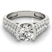 Brilliant Pave Round Diamond Engagement Ring in 10K/14K gold and platinum with certified lab-grown or natural diamonds