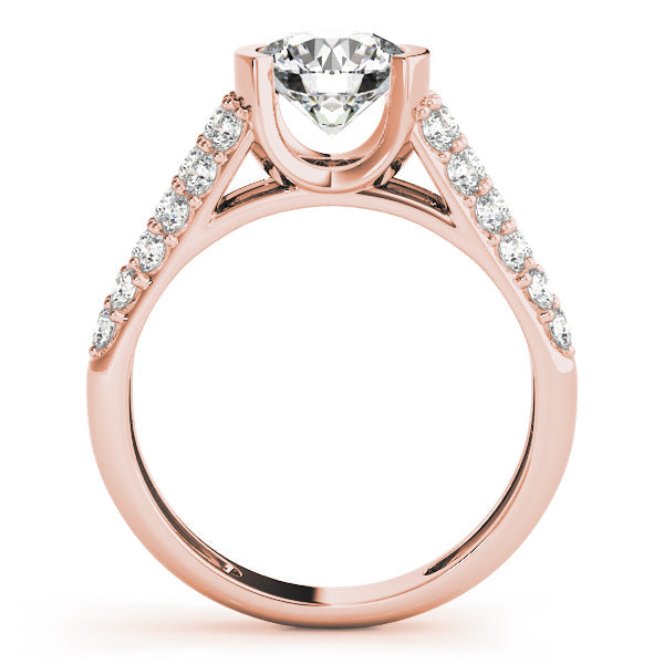 Brilliant Pave Round Diamond Engagement Ring in 10K/14K gold and platinum with certified lab-grown or natural diamonds