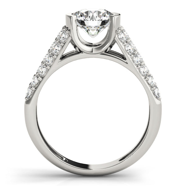 Brilliant Pave Round Diamond Engagement Ring in 10K/14K gold and platinum with certified lab-grown or natural diamonds
