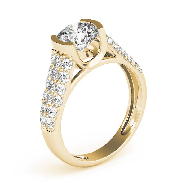 Brilliant Pave Round Diamond Engagement Ring in 10K/14K gold and platinum with certified lab-grown or natural diamonds