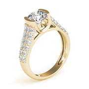 Brilliant Pave Round Diamond Engagement Ring in 10K/14K gold and platinum with certified lab-grown or natural diamonds