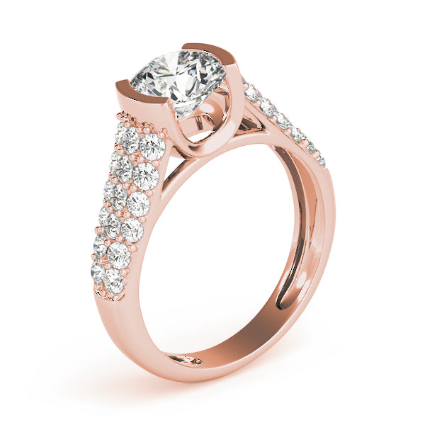 Brilliant Pave Round Diamond Engagement Ring in 10K/14K gold and platinum with certified lab-grown or natural diamonds