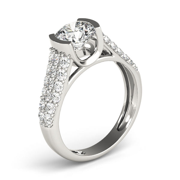 Brilliant Pave Round Diamond Engagement Ring in 10K/14K gold and platinum with certified lab-grown or natural diamonds