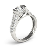 Brilliant Pave Round Diamond Engagement Ring in 10K/14K gold and platinum with certified lab-grown or natural diamonds
