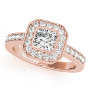 Sculpted Halo Cushion Diamond Engagement Ring in 10K/14K gold and platinum with certified lab-grown or natural diamonds