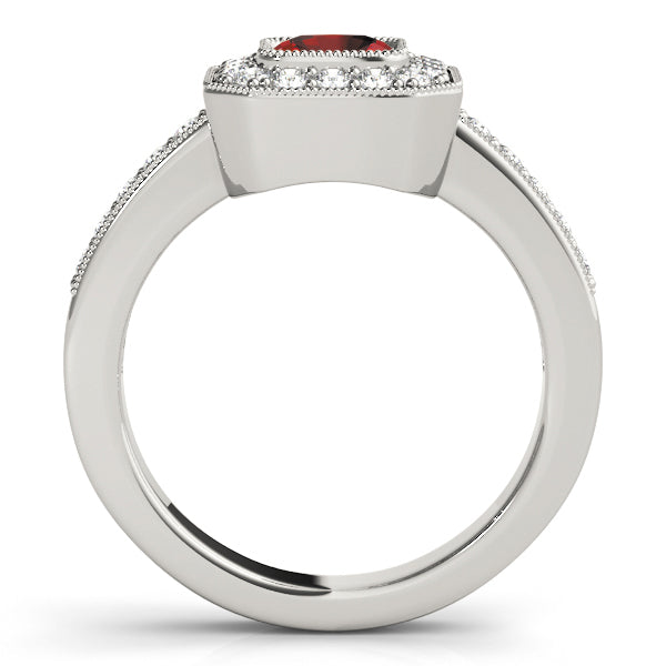 Sculpted Halo Cushion Diamond Engagement Ring in 10K/14K gold and platinum with certified lab-grown or natural diamonds