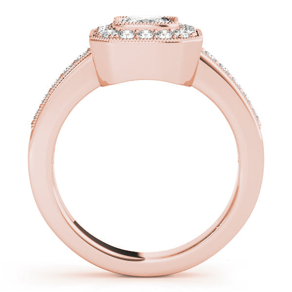 Sculpted Halo Cushion Diamond Engagement Ring in 10K/14K gold and platinum with certified lab-grown or natural diamonds
