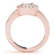 Sculpted Halo Cushion Diamond Engagement Ring in 10K/14K gold and platinum with certified lab-grown or natural diamonds