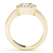 Sculpted Halo Cushion Diamond Engagement Ring in 10K/14K gold and platinum with certified lab-grown or natural diamonds