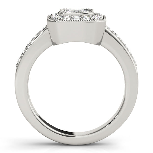 Sculpted Halo Cushion Diamond Engagement Ring in 10K/14K gold and platinum with certified lab-grown or natural diamonds