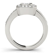 Sculpted Halo Cushion Diamond Engagement Ring in 10K/14K gold and platinum with certified lab-grown or natural diamonds