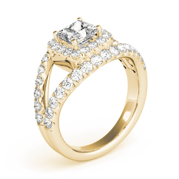 Couture Halo Princess Diamond Engagement Ring in 10K/14K gold and platinum with certified lab-grown or natural diamonds