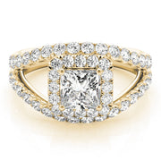 Couture Halo Princess Diamond Engagement Ring in 10K/14K gold and platinum with certified lab-grown or natural diamonds