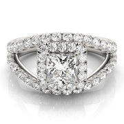 Couture Halo Princess Diamond Engagement Ring in 10K/14K gold and platinum with certified lab-grown or natural diamonds