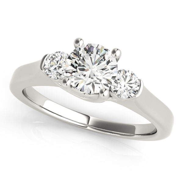 Dazzling Three-Stone Round Diamond Engagement Ring in 10K/14K gold and platinum with certified lab-grown or natural diamonds