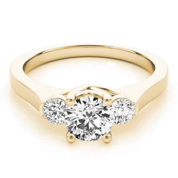 Dazzling Three-Stone Round Diamond Engagement Ring in 10K/14K gold and platinum with certified lab-grown or natural diamonds
