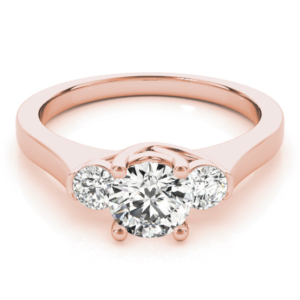 Dazzling Three-Stone Round Diamond Engagement Ring in 10K/14K gold and platinum with certified lab-grown or natural diamonds