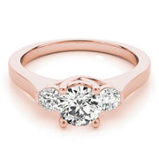 Dazzling Three-Stone Round Diamond Engagement Ring in 10K/14K gold and platinum with certified lab-grown or natural diamonds