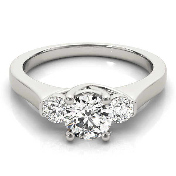 Dazzling Three-Stone Round Diamond Engagement Ring in 10K/14K gold and platinum with certified lab-grown or natural diamonds