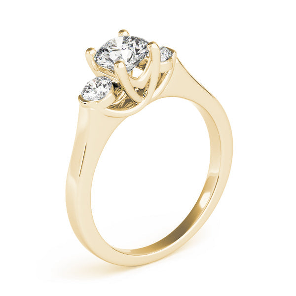 Dazzling Three-Stone Round Diamond Engagement Ring in 10K/14K gold and platinum with certified lab-grown or natural diamonds