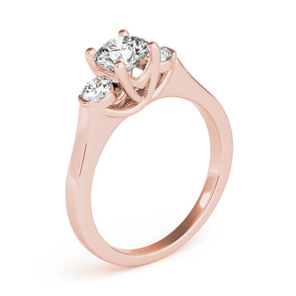 Dazzling Three-Stone Round Diamond Engagement Ring in 10K/14K gold and platinum with certified lab-grown or natural diamonds