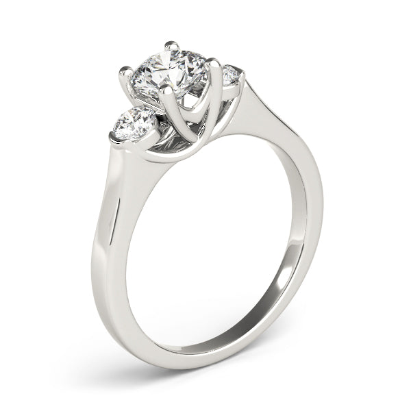 Dazzling Three-Stone Round Diamond Engagement Ring in 10K/14K gold and platinum with certified lab-grown or natural diamonds