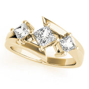 Princess Diamond Trilogy Ring with Open Gallery in 10K/14K gold and platinum with certified lab-grown or natural diamonds