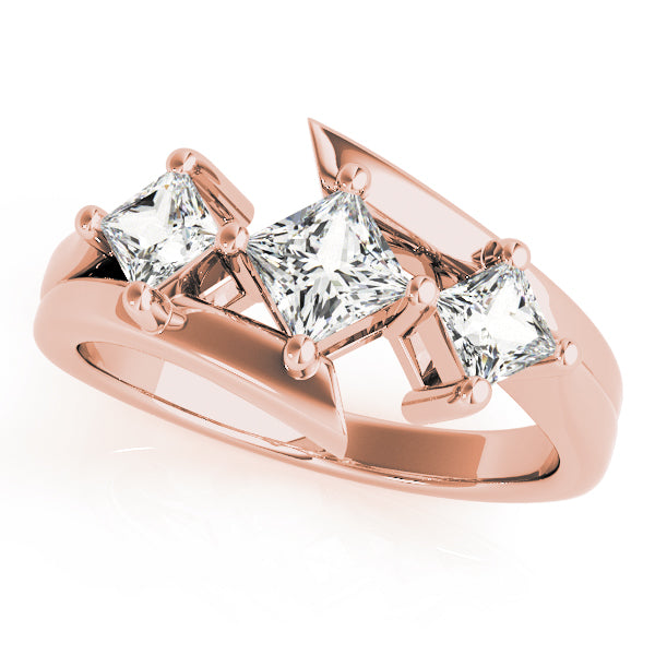 Princess Diamond Trilogy Ring with Open Gallery in 10K/14K gold and platinum with certified lab-grown or natural diamonds