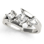 Princess Diamond Trilogy Ring with Open Gallery in 10K/14K gold and platinum with certified lab-grown or natural diamonds