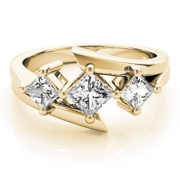 Princess Diamond Trilogy Ring with Open Gallery in 10K/14K gold and platinum with certified lab-grown or natural diamonds