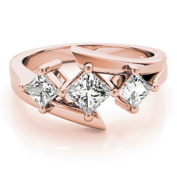 Princess Diamond Trilogy Ring with Open Gallery in 10K/14K gold and platinum with certified lab-grown or natural diamonds
