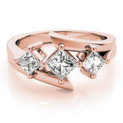 Princess Diamond Trilogy Ring with Open Gallery in 10K/14K gold and platinum with certified lab-grown or natural diamonds