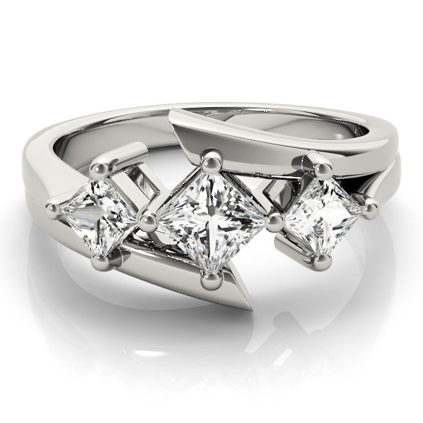 Princess Diamond Trilogy Ring with Open Gallery in 10K/14K gold and platinum with certified lab-grown or natural diamonds