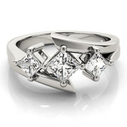 Princess Diamond Trilogy Ring with Open Gallery in 10K/14K gold and platinum with certified lab-grown or natural diamonds